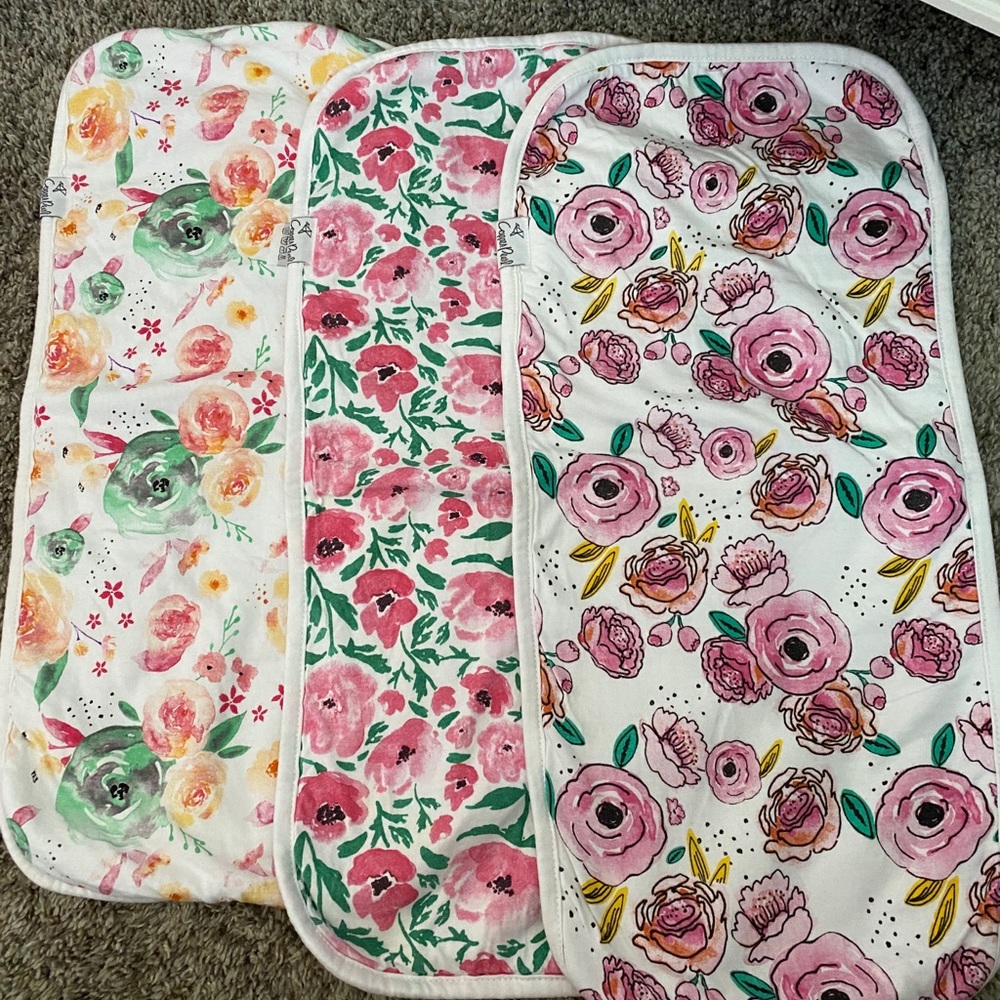 Set of three (3) Copper Pearl burp cloths
